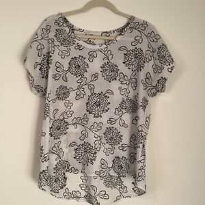 White Floral Work Blouse